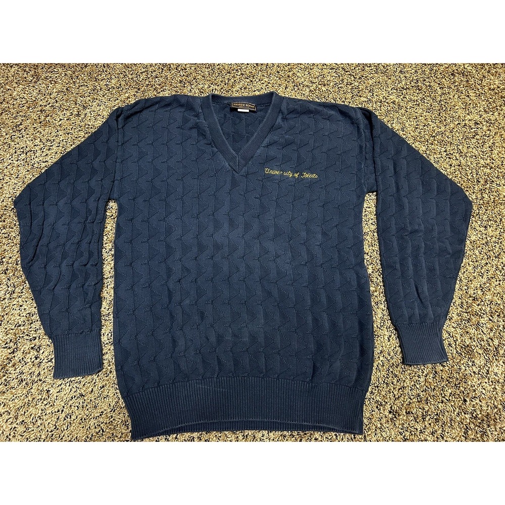 University of Toledo V-Neck Pullover Sweater - Andrew Rohan Men's Blue Small USA
